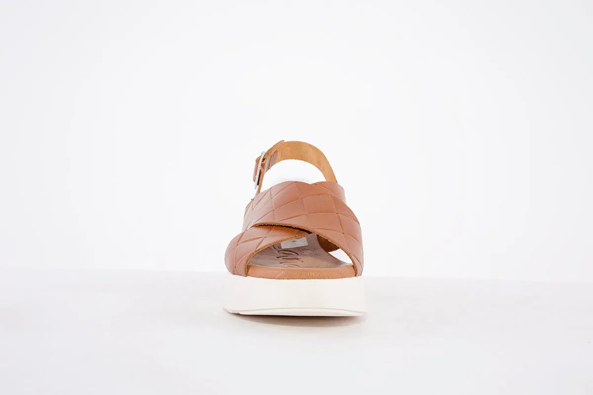 OH MY SANDALS -4997  PLATFORM WEDGE BUCKLE STRAP FASHION SANDAL - TAN
