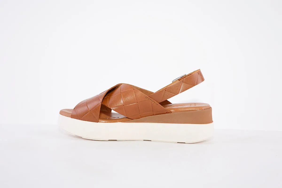 OH MY SANDALS -4997  PLATFORM WEDGE BUCKLE STRAP FASHION SANDAL - TAN