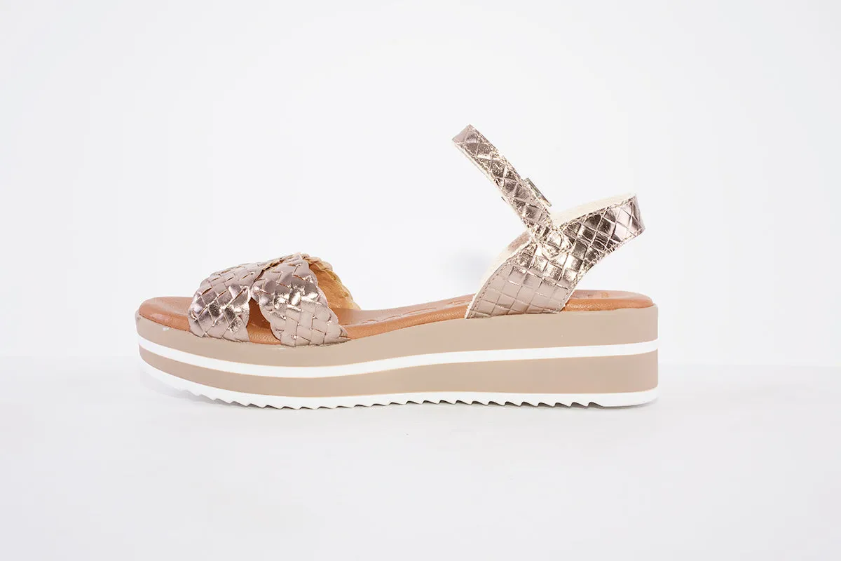OH MY SANDALS - 5002 PLATFORM WEDGE BUCKLE STRAP FASHION SANDAL - BRONZE