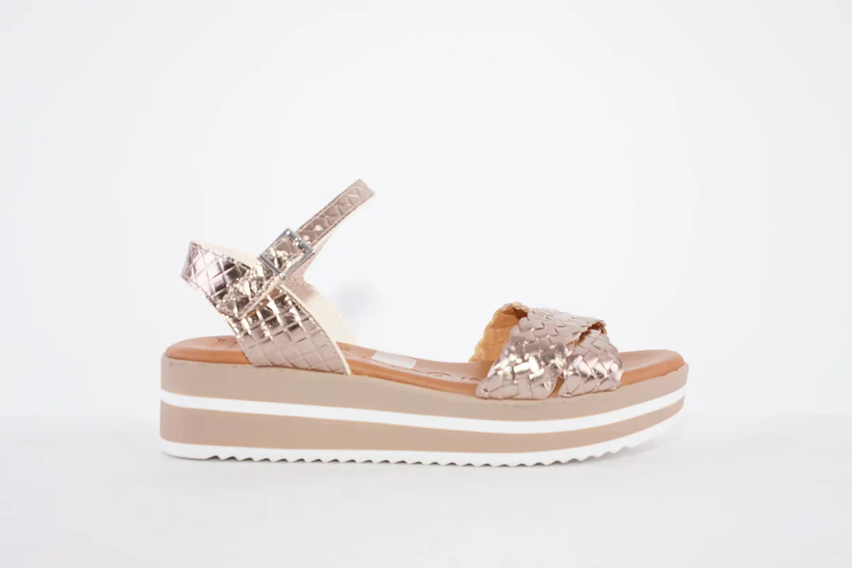 OH MY SANDALS - 5002 PLATFORM WEDGE BUCKLE STRAP FASHION SANDAL - BRONZE