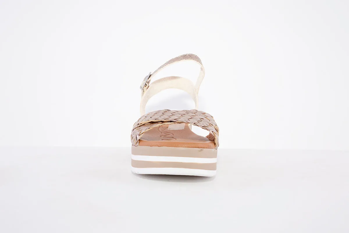 OH MY SANDALS - 5002 PLATFORM WEDGE BUCKLE STRAP FASHION SANDAL - BRONZE