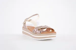 OH MY SANDALS - 5002 PLATFORM WEDGE BUCKLE STRAP FASHION SANDAL - BRONZE