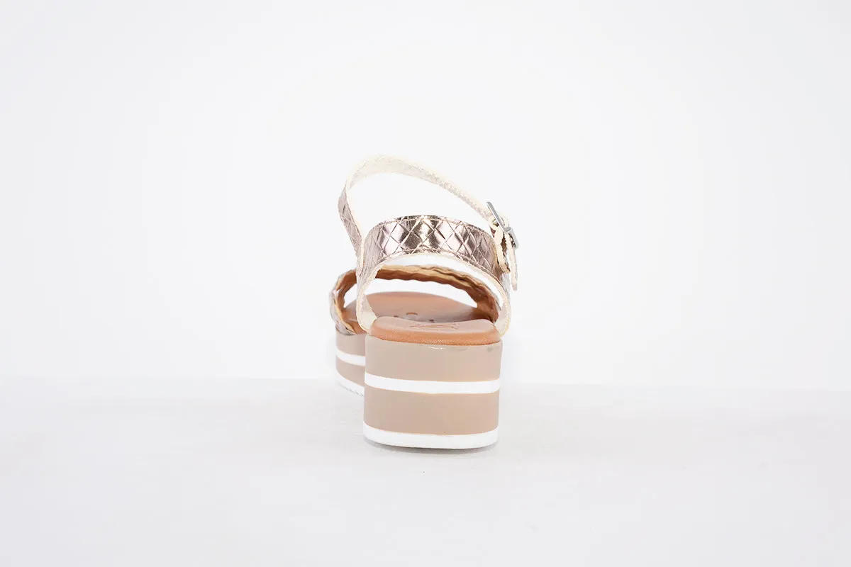 OH MY SANDALS - 5002 PLATFORM WEDGE BUCKLE STRAP FASHION SANDAL - BRONZE