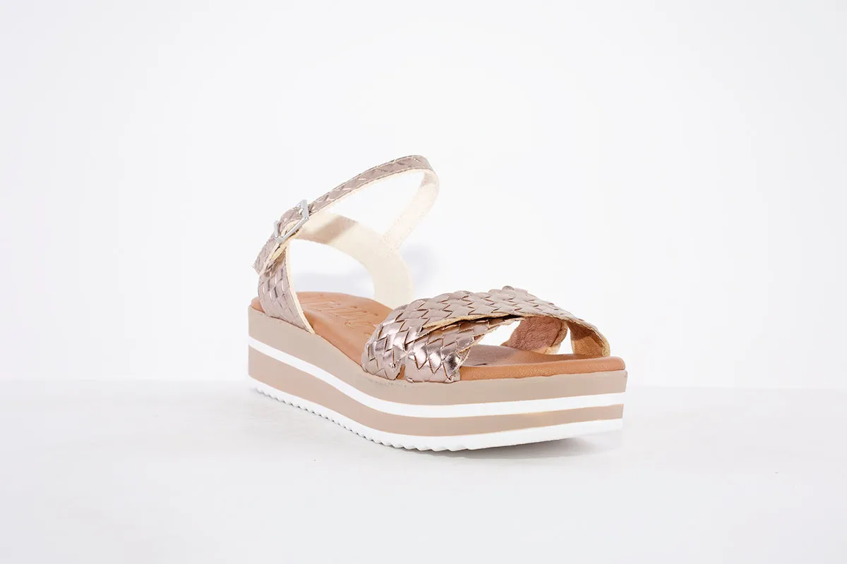OH MY SANDALS - 5002 PLATFORM WEDGE BUCKLE STRAP FASHION SANDAL - BRONZE