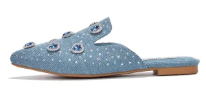 On Mule Comprehensive range Cape Stud Excellent service Flat Robbin Sierra Slip Rhinestone Detail Flats Toe Pointed