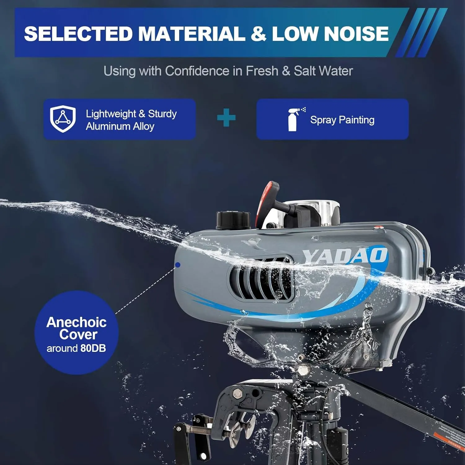 Outboard Motor Boat Engine, 2 Stroke Heavy Duty Fishing Boat Engine 3.5HP Gas Trolling Motor with Water Cooling CDI System for Rubber Boats, Inflatable Boats, Sailboats
