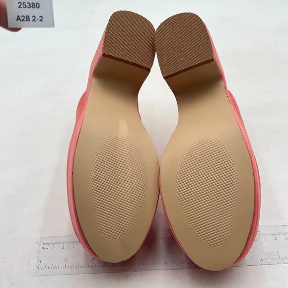 Pazzion Pink Thick Platform Round Toe Mule Clog Slip On Chunky High Heel Slipper