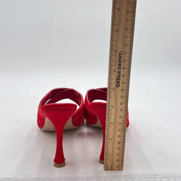 Pazzion Red Open Toe High Heel Mule Sandal Cross Straps Slip On Backless Slipper