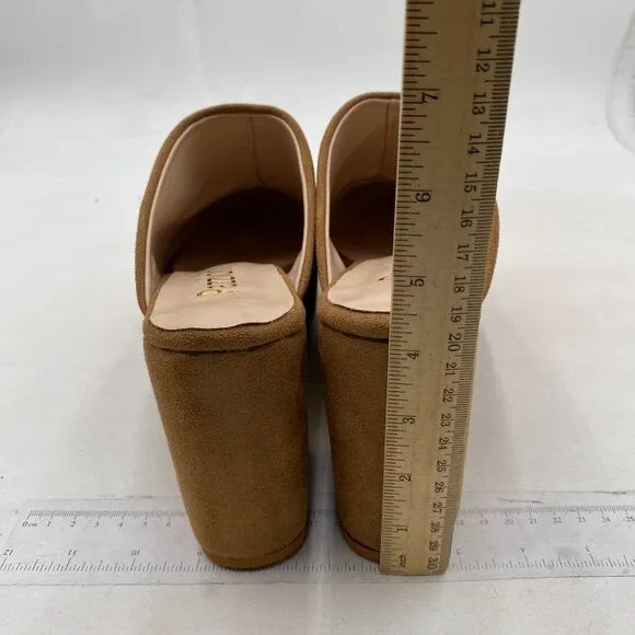 Pazzion Womens Comfy Thick Platform Round Closed Toe Clogs Mule Brown Shoes