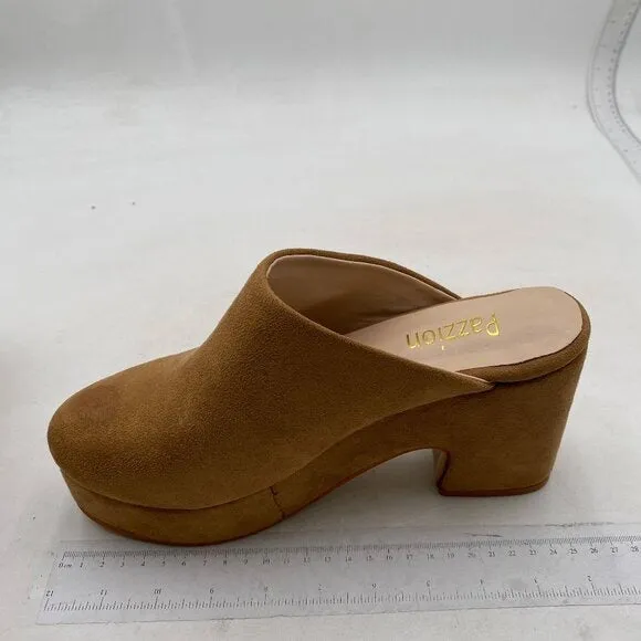 Pazzion Womens Comfy Thick Platform Round Closed Toe Clogs Mule Brown Shoes