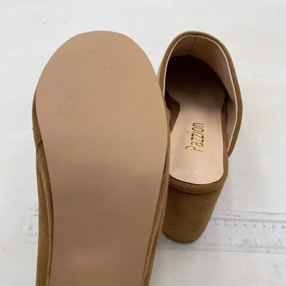 Pazzion Womens Comfy Thick Platform Round Closed Toe Clogs Mule Brown Shoes