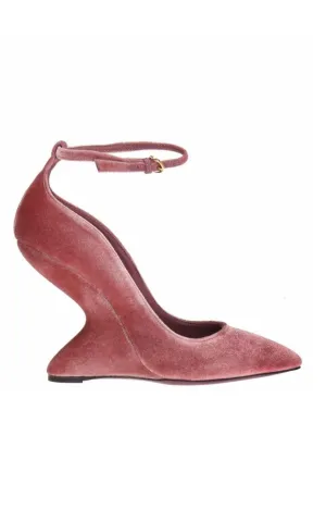 Pink Tivoli Velvet F-wedge Pumps