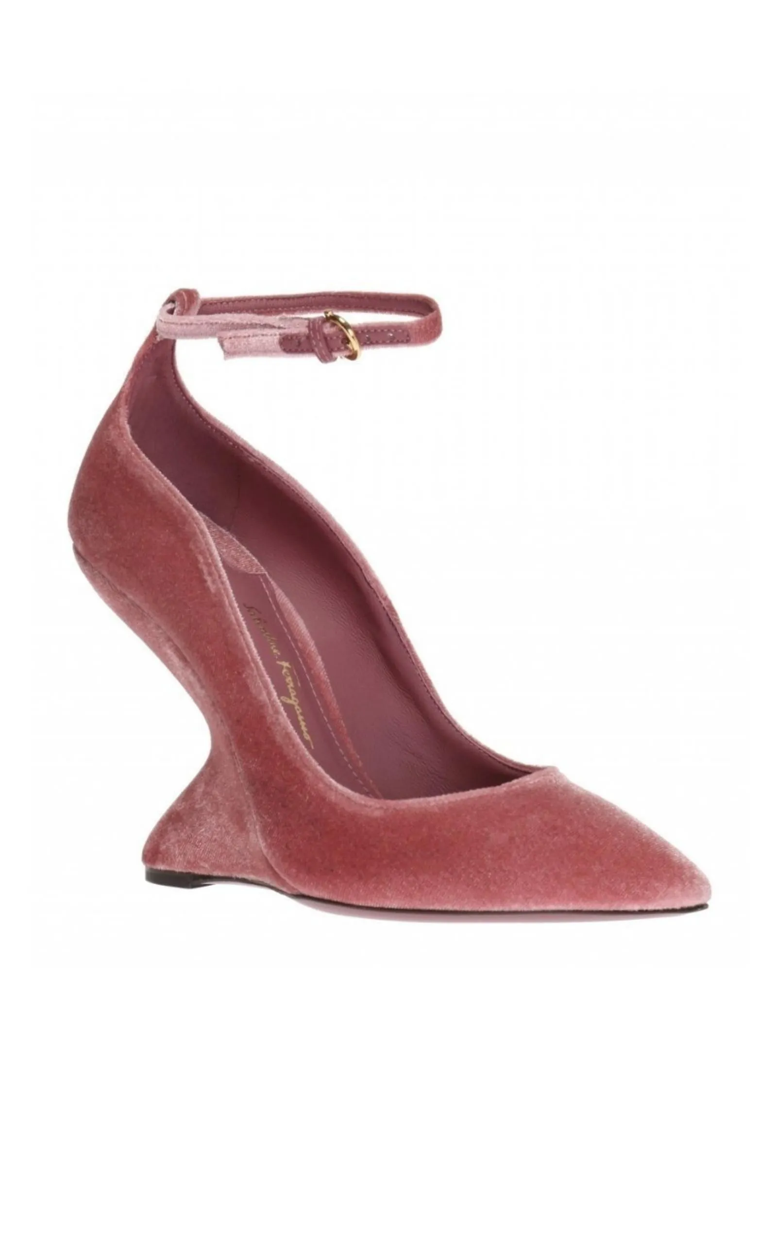 Pink Tivoli Velvet F-wedge Pumps