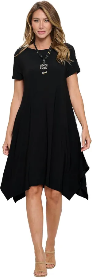 Plus Size Boat Neckline Shark Bite Hem Dress-7096HT-SXS1