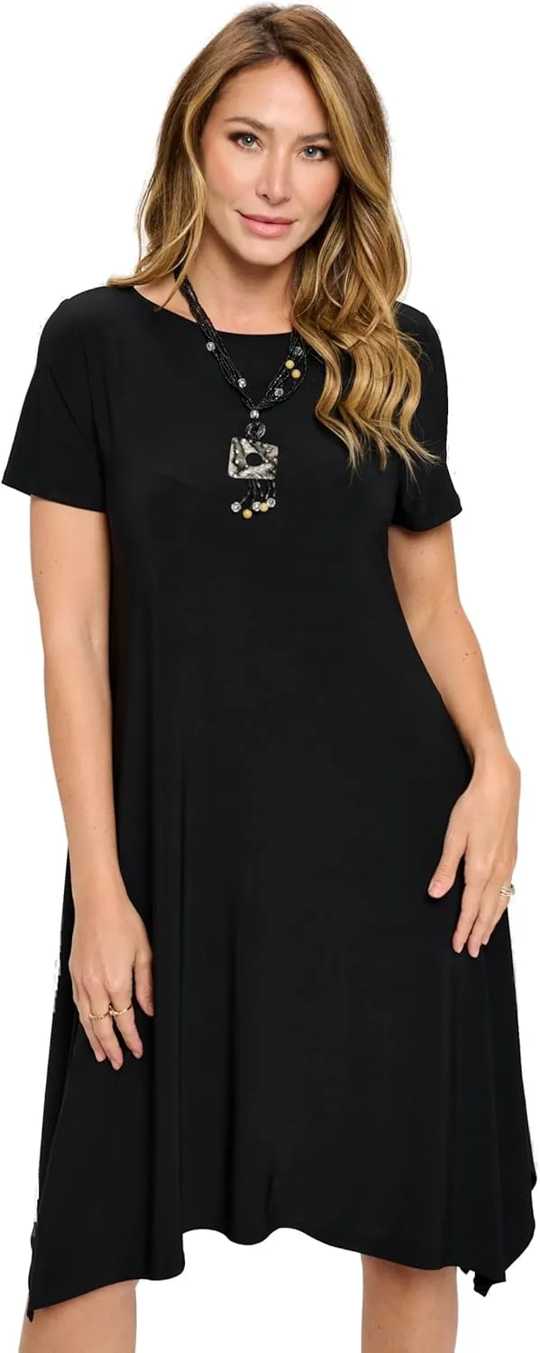 Plus Size Boat Neckline Shark Bite Hem Dress-7096HT-SXS1