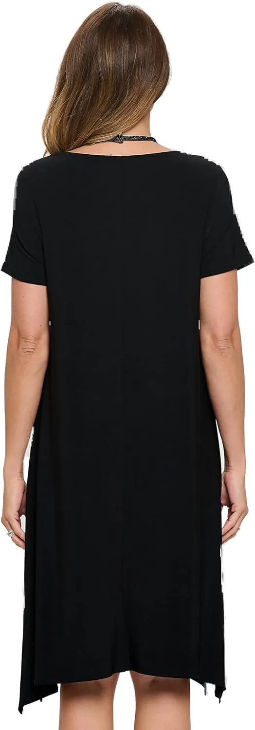 Plus Size Boat Neckline Shark Bite Hem Dress-7096HT-SXS1
