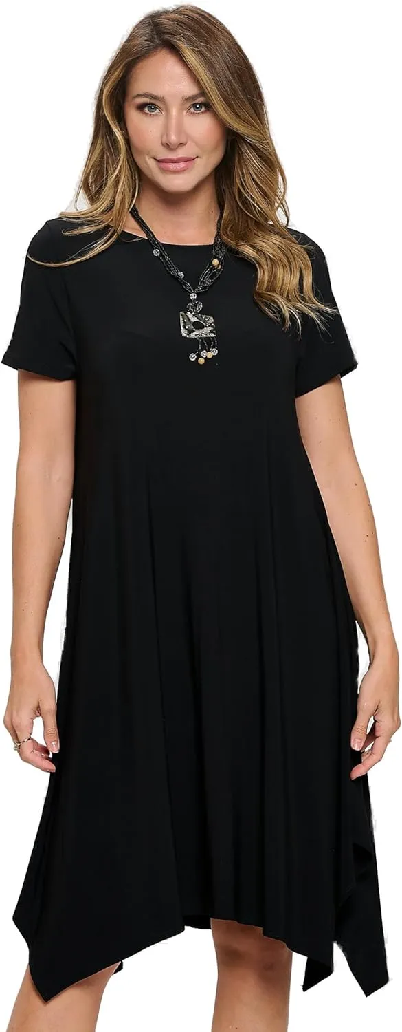 Plus Size Boat Neckline Shark Bite Hem Dress-7096HT-SXS1