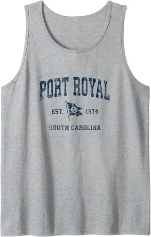 Port Royal SC Vintage Sports Navy Boat Anchor Flag Tank Top