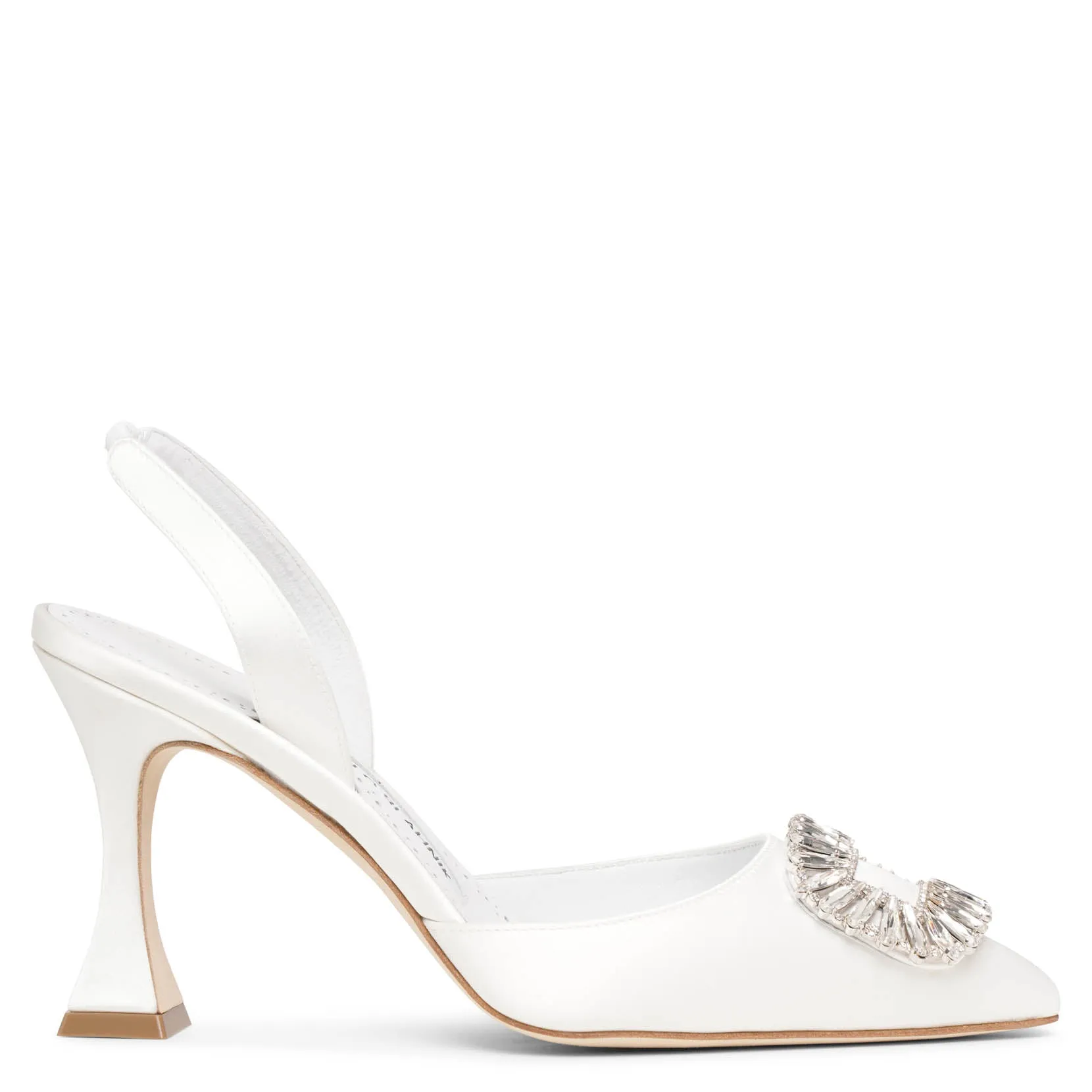 Prietasli 90 white satin slingback