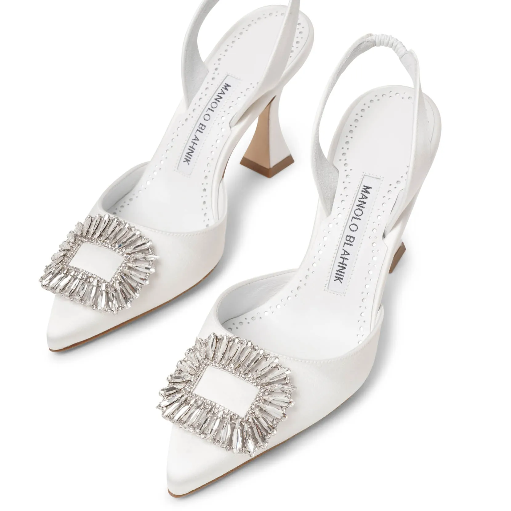 Prietasli 90 white satin slingback