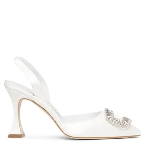 Prietasli 90 white satin slingback
