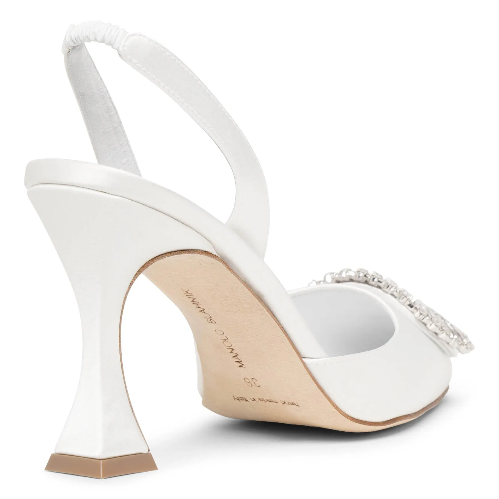 Prietasli 90 white satin slingback