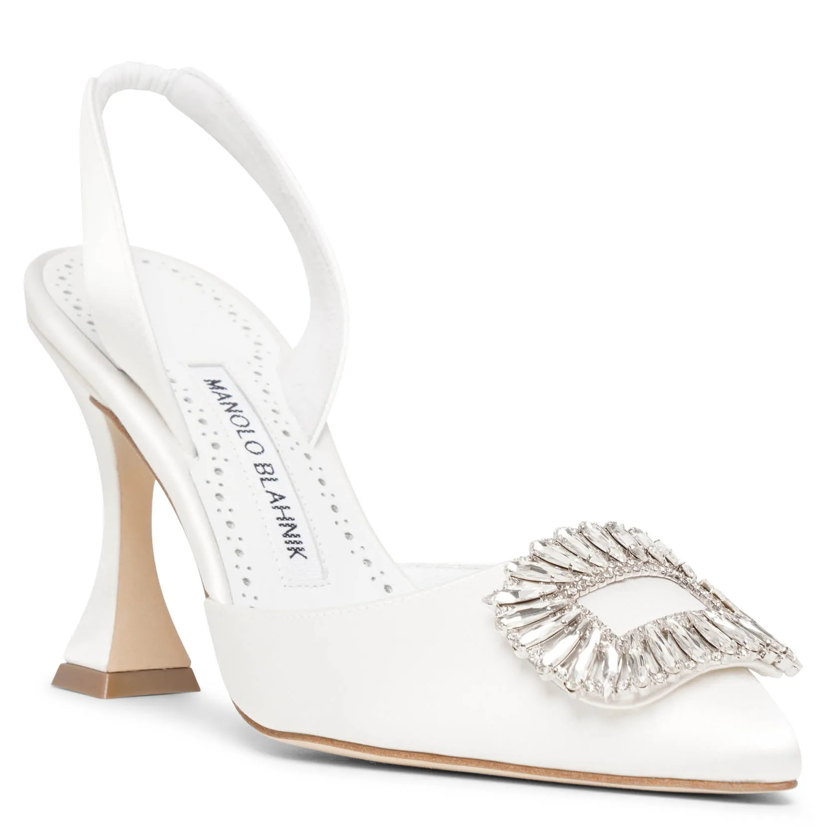Prietasli 90 white satin slingback