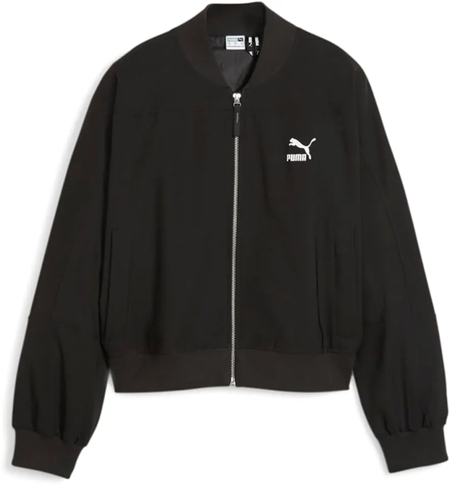 PUMA Womens Classics Shiny Bomber Jacket Athletic Outerwear Casual - Black - Size XL