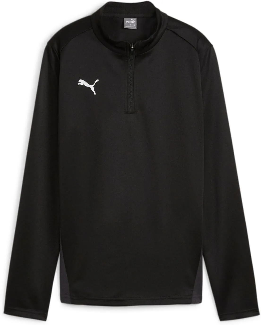 PUMA - Womens Teamgoal Training 1/4 Zip Top, Color Black/White/Flat Dark Gray, Size: Small