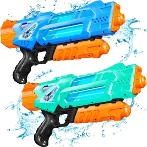 Quanquer Super Water Guns for Adults - 2 Pack Super Guns Water Soaker Blaster Squirt Toy 1200cc with Excellent Range - Gift Toys for Outdoor Swimming Pool Fighting Play (Blue Green)