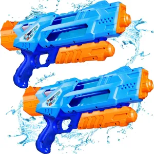 Quanquer Super Water Guns for Kids Adults - 2 Pack Super Water Soaker 1200cc Squirt Guns with Excellent Range - Ideas Gift Toys for Summer Outdoor Swimming Pool Beach Sand Water Fighting Play