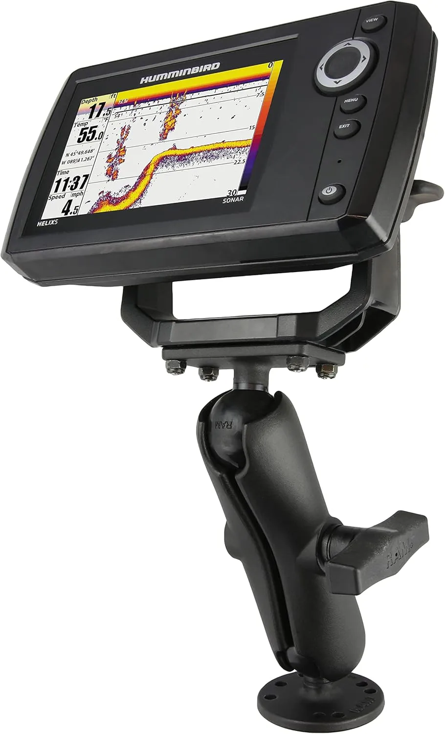 Ram Mounts Drill-Down Double Ball Mount for Humminbird Helix 5 RAM-202-153-202U with Medium Arm