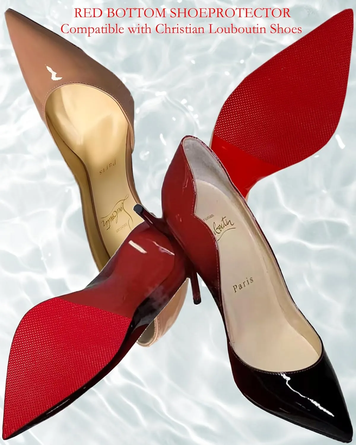 Red Bottom Shoe Protector Compatible with Christian Louboutin Women Shoes,Sole Guard,Self-Adhesive Red Bottoms Sole Protector for Womens High Heels(Size 6"x4.5" Texture Face 6Pcs)