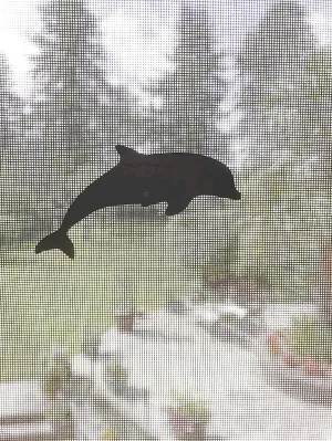 Retractable Screen Door Decals - 5 per Package - Keep Children Safe - Alert Birds, Dogs, Kids - Warn, Protect, Window Safety - Dolphins (Black)