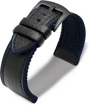 RHAIYAN 18mm 20mm 22mm 24mm Premium-Grade Waterproof Silicone Watch Strap Men Women Rubber Wrist Band Bracelet Accessories Compatible With Omega Specific ( Color : Black-black blue , Size : 18mm )