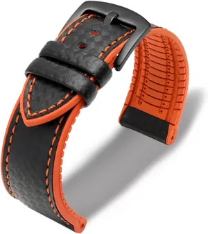 RHAIYAN 18mm 20mm 22mm 24mm Premium-Grade Waterproof Silicone Watch Strap Men Women Rubber Wrist Band Bracelet Accessories Compatible With Omega Specific ( Color : Black-black orange , Size : 24mm )