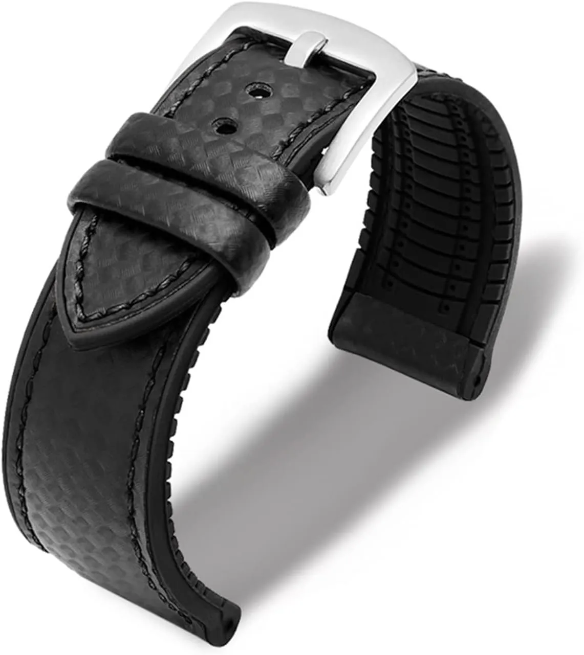 RHAIYAN 18mm 20mm 22mm 24mm Premium-Grade Waterproof Silicone Watch Strap Men Women Rubber Wrist Band Bracelet Accessories Compatible With Omega Specific ( Color : Silver- black black , Size : 20mm )