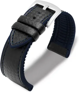 RHAIYAN 18mm 20mm 22mm 24mm Premium-Grade Waterproof Silicone Watch Strap Men Women Rubber Wrist Band Bracelet Accessories Compatible With Omega Specific ( Color : Silver-black blue , Size : 20mm )