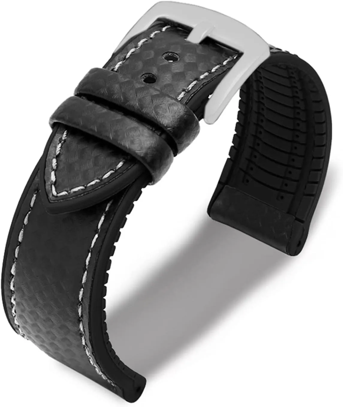 RHAIYAN 18mm 20mm 22mm 24mm Premium-Grade Waterproof Silicone Watch Strap Men Women Rubber Wrist Band Bracelet Accessories Compatible With Omega Specific ( Color : Silver-black white , Size : 22mm )