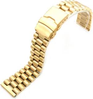 RHAIYAN 20mm 22mm Solid Stainless Steel Watch Band Men Women Metal Folding Buckle Bracelet Accessories Compatible with Seiko Watch Strap Specific (Color : 3a-Gold, Size : 22mm)