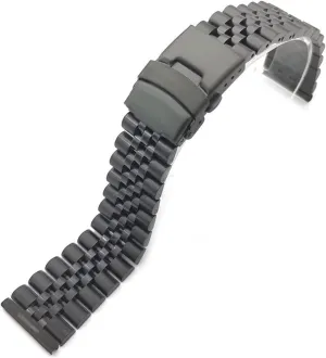 RHAIYAN 20mm 22mm Solid Stainless Steel Watch Band Men Women Metal Folding Buckle Bracelet Accessories Compatible with Seiko Watch Strap Specific (Color : 5b-Black, Size : 20mm)