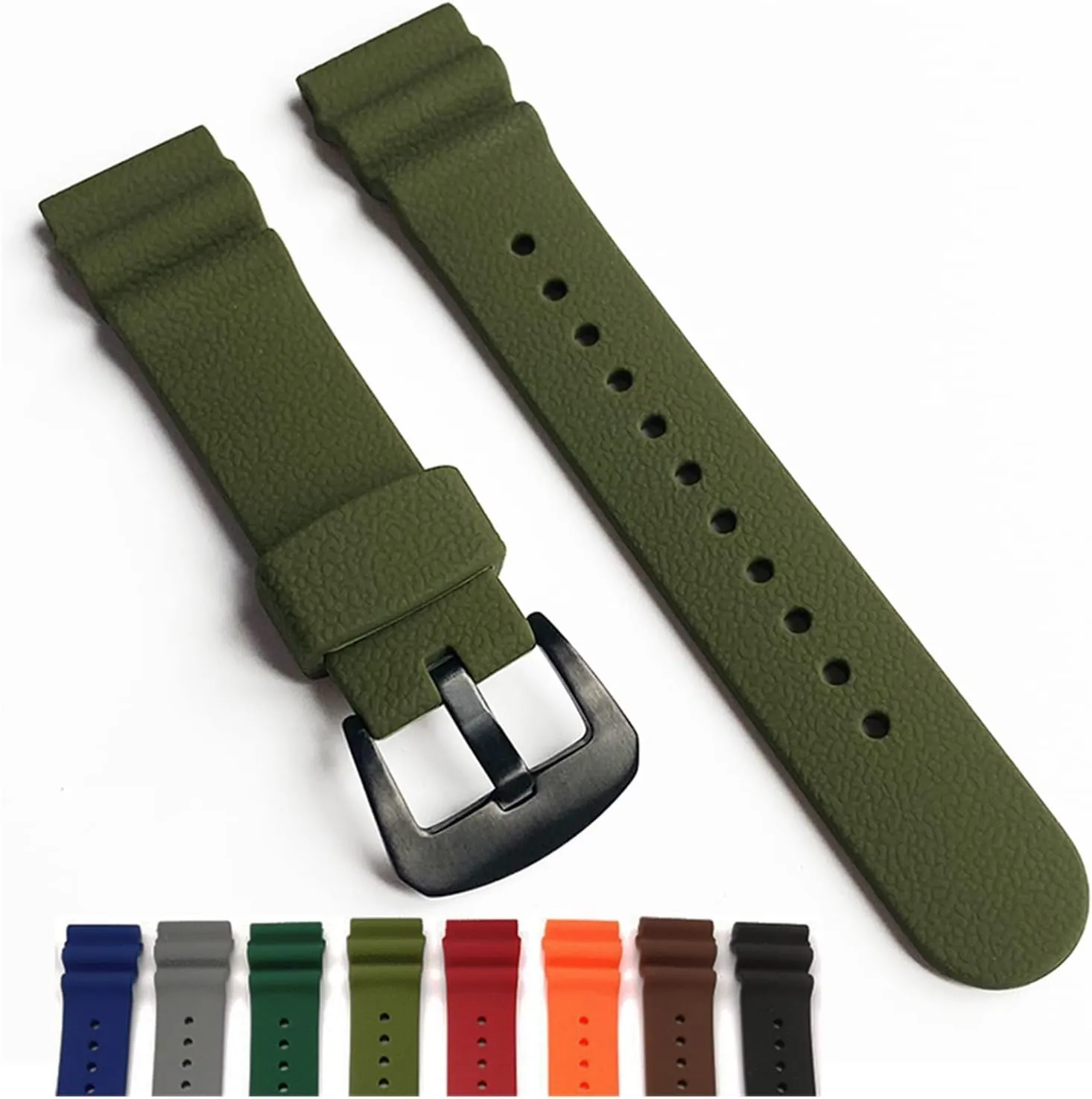 RHAIYAN 22mm Sport Silicone Strap Stainless Steel Hoop Buckle Diver Waterproof Men Rubber Replacement Watch Wrist Band Compatible with Seiko Prospex Specific (Color : Army Green, Size : 22mm)