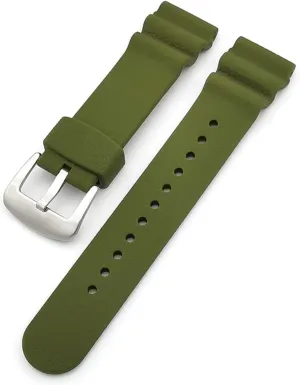 RHAIYAN 22mm Sport Silicone Strap Stainless Steel Hoop Buckle Diver Waterproof Men Rubber Replacement Watch Wrist Band Compatible with Seiko Prospex Specific (Color : Army Green, Size : 22mm)