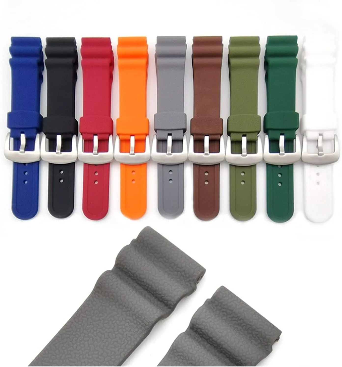 RHAIYAN 22mm Sport Silicone Strap Stainless Steel Hoop Buckle Diver Waterproof Men Rubber Replacement Watch Wrist Band Compatible with Seiko Prospex Specific (Color : Army Green, Size : 22mm)