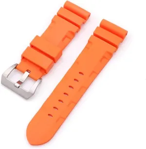 RHAIYAN Natural Rubber Strap Waterproof Silicone Watch Band Watch Accessories 24mm 26mm Best Compatible with Panerai Fat Sea PAM380 351 111 Specific (Color : Orange, Size : 26mm Black Buckle)