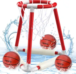 ropoda Pool Basketball Hoop, Floating Basketball Pool Games, Floats Pool Basketball Games, Summer Swimming Pool Floating Game Set with 3 Balls, Pump, Summer Outdoor Pool Games for Kids and Adults