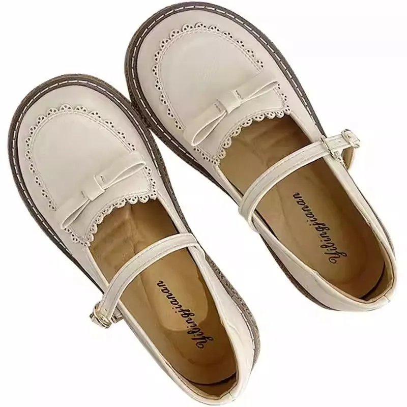 Round Toe Preppy Style Retro Flat Mary Jane Women's Shoes