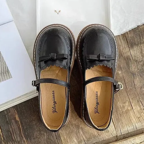 Round Toe Preppy Style Retro Flat Mary Jane Women's Shoes