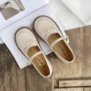 Round Toe Preppy Style Retro Flat Mary Jane Women's Shoes