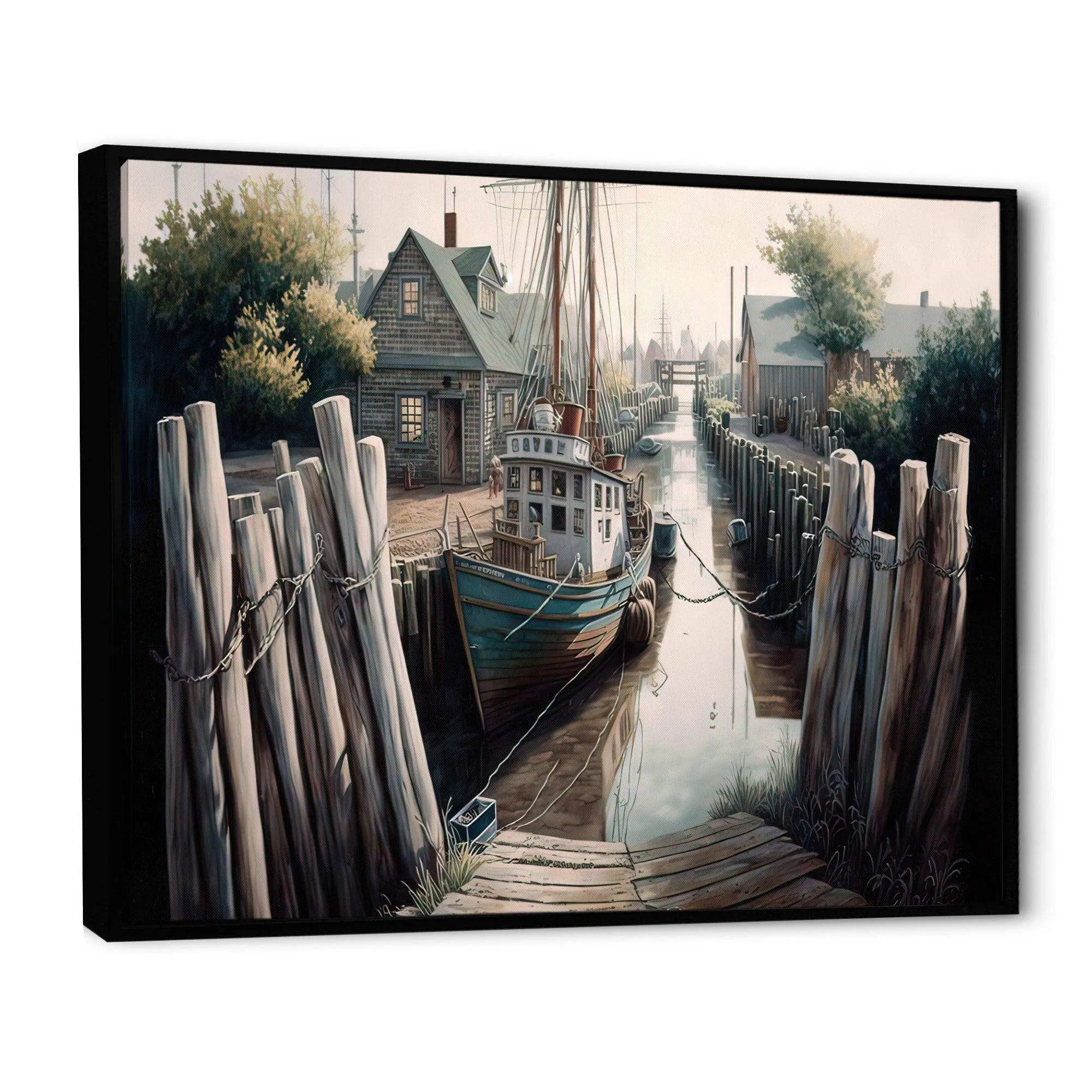 Rustic Port With A Fishing Boat V